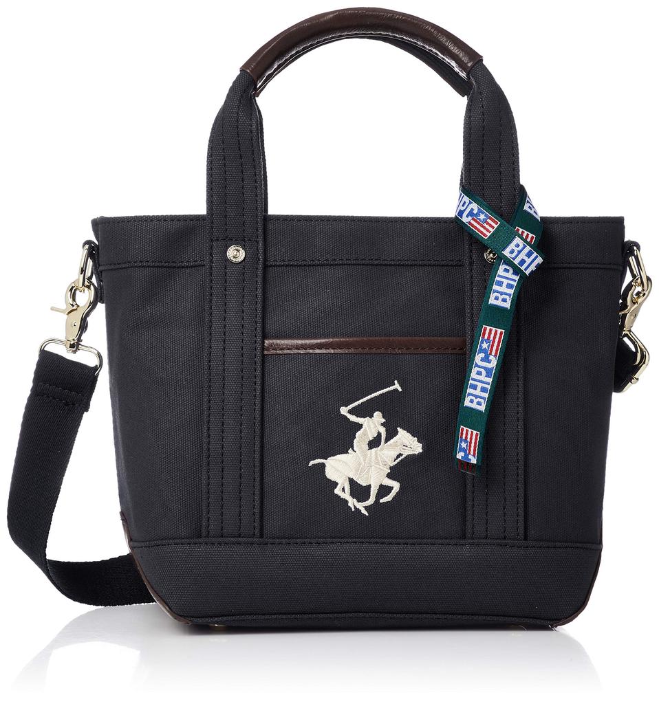 Beverly Hills Polo Club Canvas Tote Bag (with Shoulder Strap) BH1006N BlackWhite