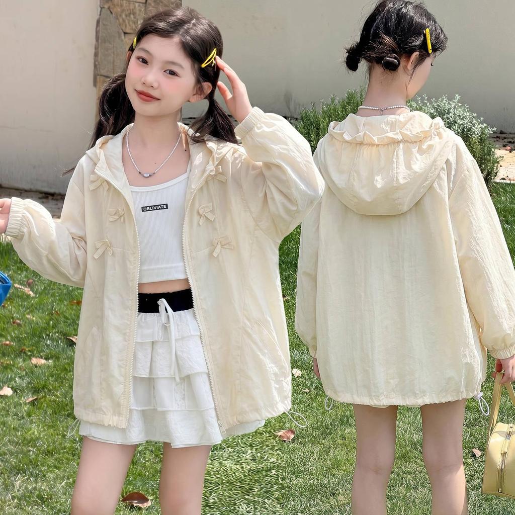 Girls' Summer 2026 Korean Style Sun Protection Jacket, Lightweight & Thin for Medium and Large Children