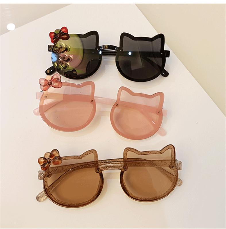 New Cartoon Cat Sunglasses Children Sunglasses Girl Fashion Sun Shade Flat Mirror Baby UV Protection Glasses Brand Design