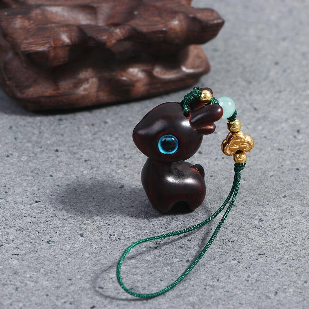 Rope Deer Car Key Chain Sandalwood Bag Pendant Mobile Phone Wood Key Chain Chinese Style Key Ring