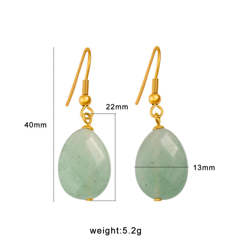 Green Aventurine Stone Pendant Earrings - High-End Luxury, Elegant and Versatile Jewelry золотой