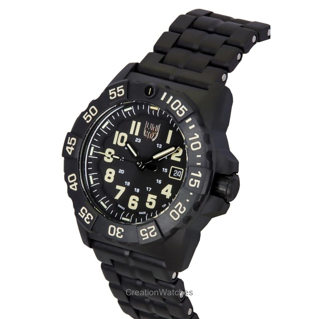 Luminox Navy SEAL 3500 Militær Rustfritt Stål Svart Skive Kvarts Dykkerklokke XS.3510 200M Herreklokke