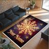 Snow Theme Crystal Velvet Floor Rug Personalized Custom Name Text Warm Carpet Home Decoration