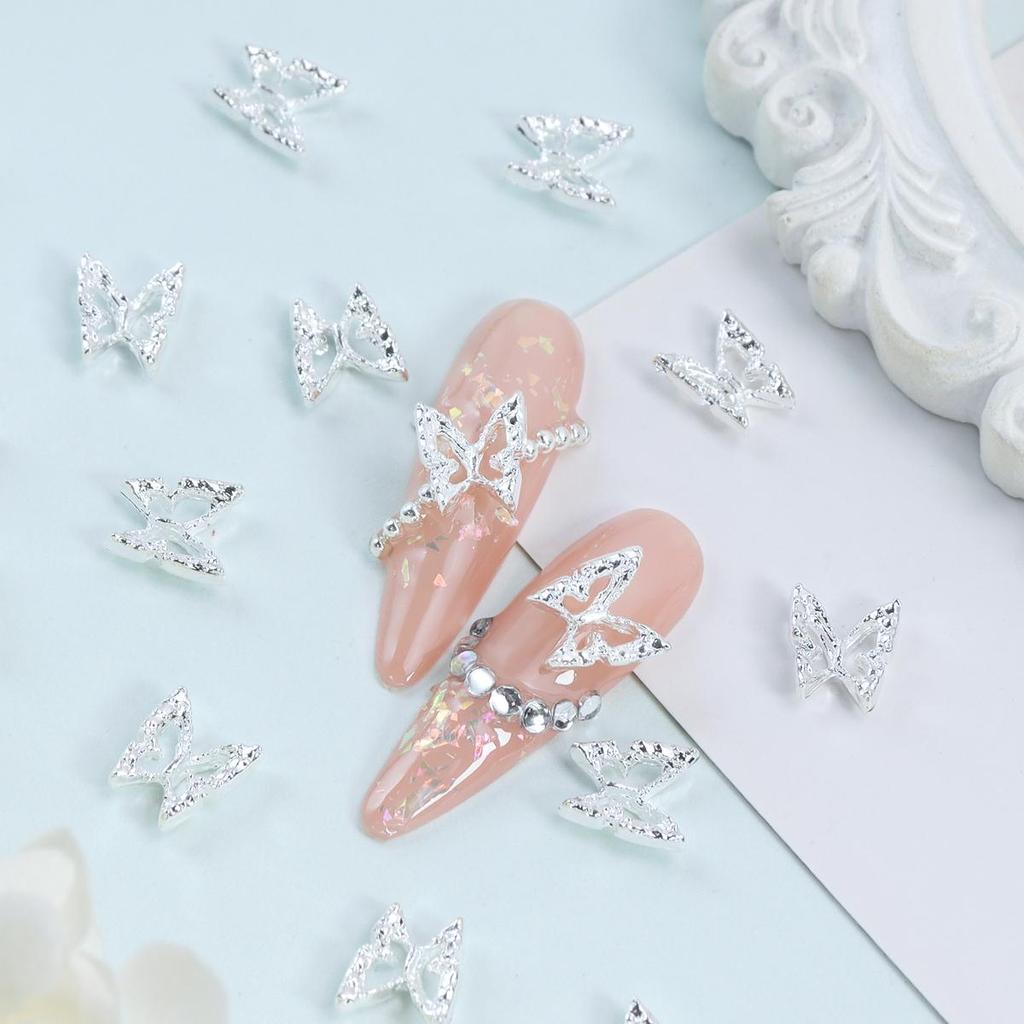 20 de bucăți metalic Hollow Butterfly Nail Art Charms Kawaii Nail Designs Decorare unghii Accesorii pentru femei și fete