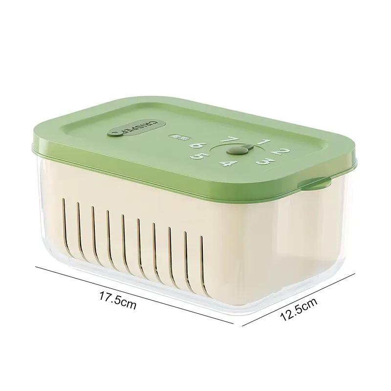 Refrigerator Sealed Box for Vegetable Fruit Crisper Box with Drain Basket Double-layer Food Organizer Containers Reusable Case