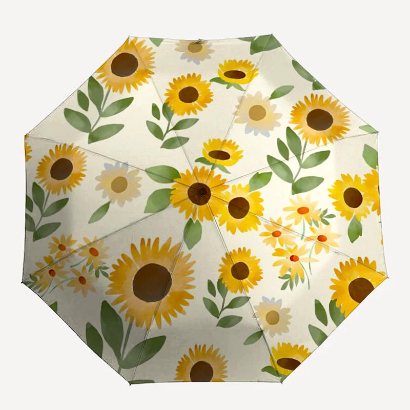 

1pc Sunflower Print Auto-Fold Umbrella with One-Touch Open/Close - 8 Reinforced Ribs for Windproof Stability, yy251118195