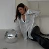 Chemisier ample à paillettes pour femme, cardigan décontracté à revers, nouveau vêtement d'extérieur, blouse de fête à paillettes, chemise de luxe pour femme
