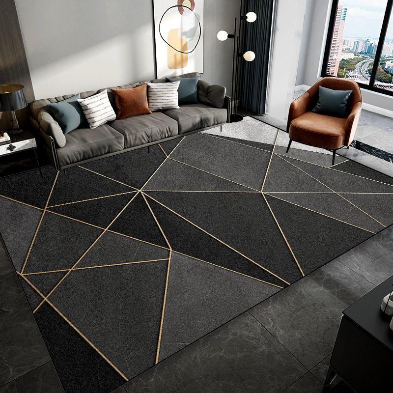 Nordic Black Grey Geometry Carpet for Living Room Home Sofa Area Non-slip Design Rugs Decoration Bedroom Bedside Soft Floor Mat