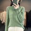 Pull à col roulé pour femme en laine. Nouveau Style pour l'Automne et l'Hiver. Maillot de corps à manches longues avec ouverture sur le devant. Pull en Laine Tricoté.