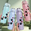 1PC Dog Paw Footprint Trail Print 750ml Color Plastic Sports Water Bottle Leakproof Flip Straw Lid Suitable for Sports Office Home Use