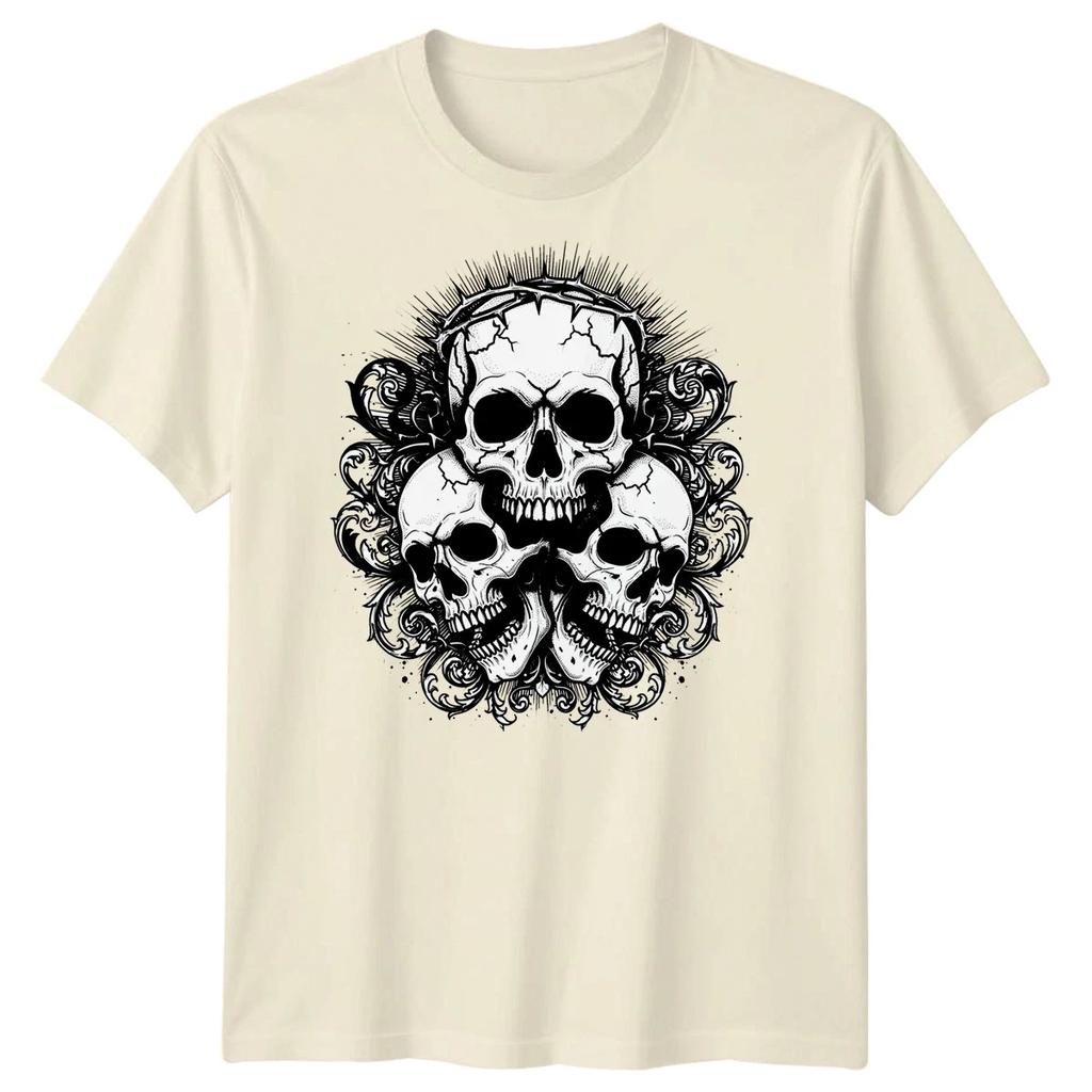 Three Skulls Crown Of Thorns Skulls Gothic Mens Graphic Tee