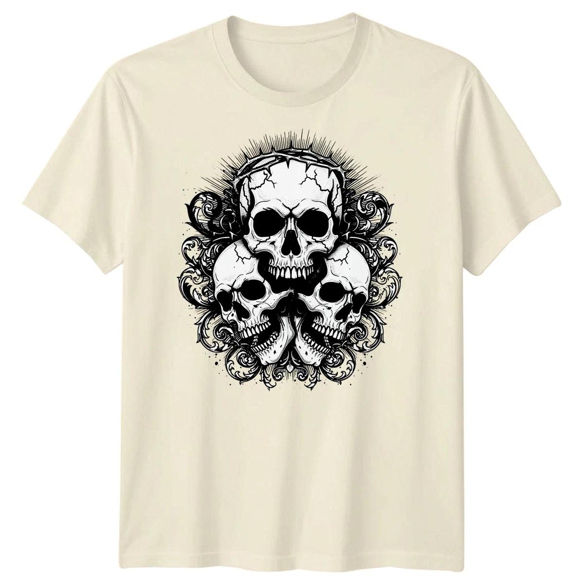 Three Skulls Crown Of Thorns Skulls Gothic Mens Graphic Tee 3XL