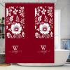 Red Floral Print Shower Curtain With Monogram For Bathroom Decor W Bridget Luxury Customizable Design