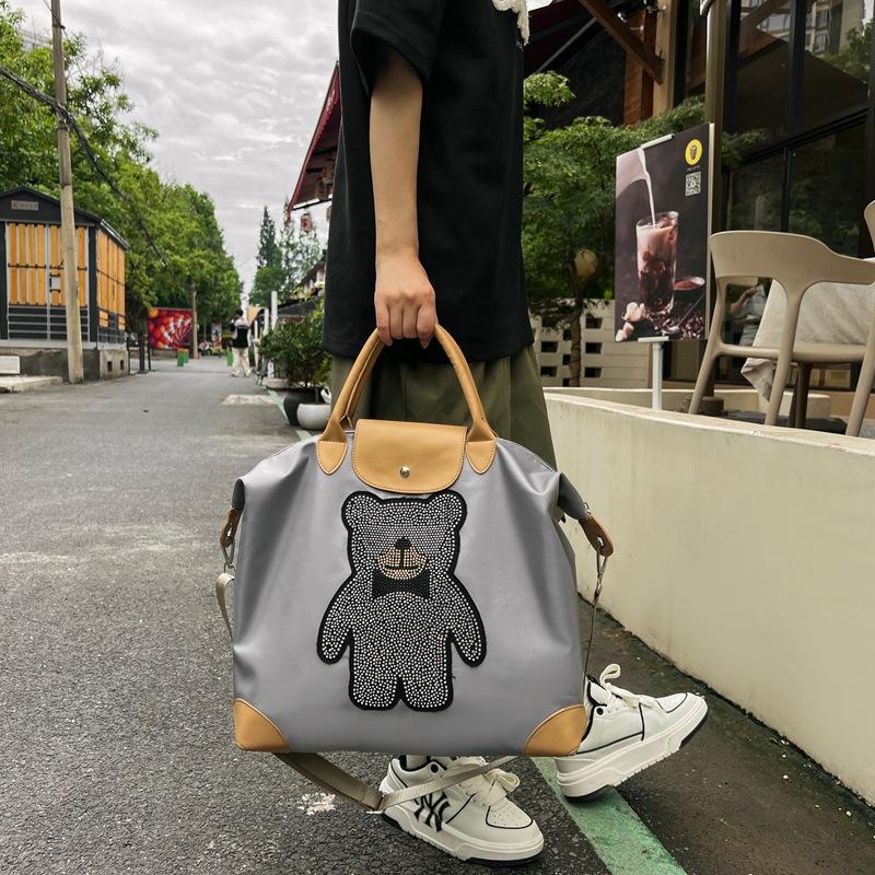 Tote bag Travel bag Diamond bear Oxford cloth bag Casual large bag Men's bag Women's bag Handheld shoulder messenger bag Student
