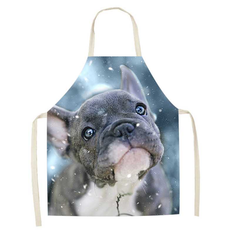 Bakery Cooking Kitchen Apron Cute Dog Pattern Printed Apron Women's Sleeveless Linen Apron Men's and Women's Children's Bibs