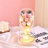 Qixi Festival Valentine's Day Gift Log Base Immortal Rose Glass Cover Creative Soap Flower Gift