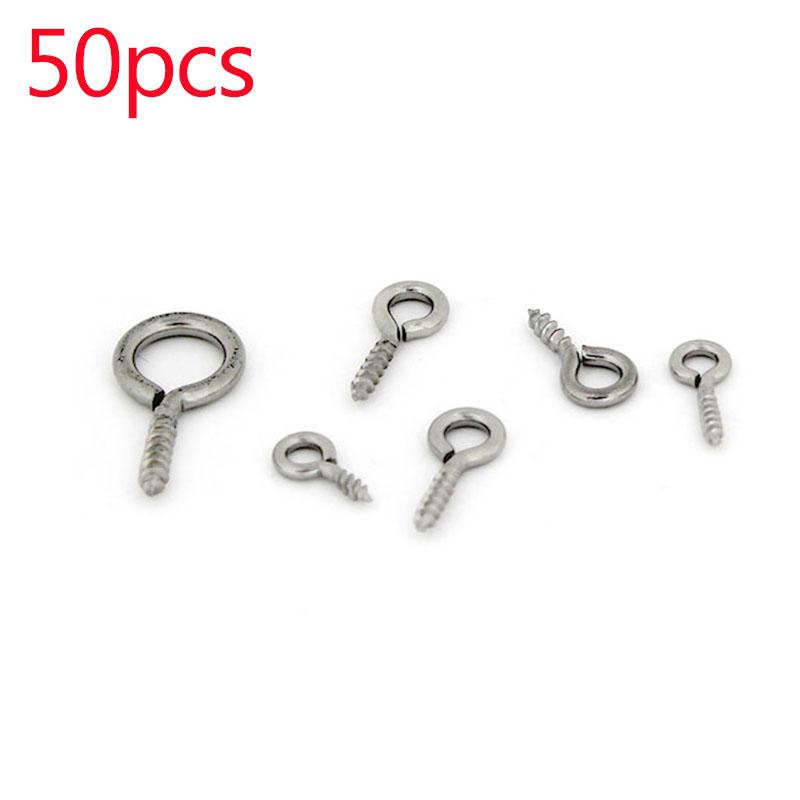 50-30Pcs Stainless Steel Mini Screw Eyepin Keychain Hook Eye Pins for Pendants DIY Threaded Pin Fitting DIY Jewelry Earrings 1x4x8mm