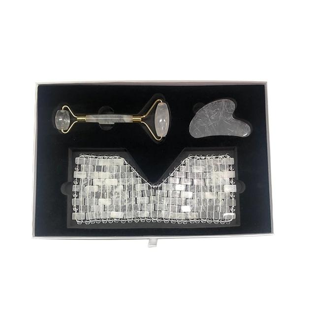 Rose Quartz Obsidian Jade Eye Mask Massager Natural Jade Roller Gua Sha Gouache Scraper Facial Lift Beauty Skincare Massage Tool