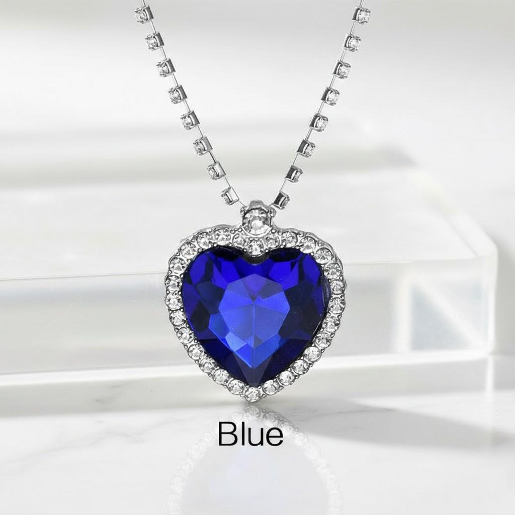 

1PC Heart Crystal Necklace for Women Simple Sweet Clavicle Chain Layering Pendant Necklace Fine Jewelry Gift синій