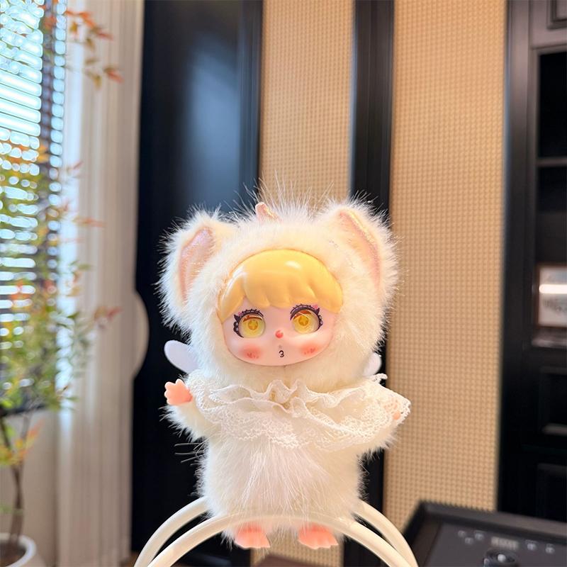 Cute Angel Wings Plush Lace Vinyl Doll Series Pendant Keychain Backapck Hangings Decoration Gift