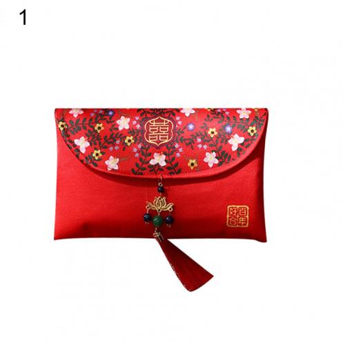 2026 HongBao Traditional Chinese Wedding Invitation Card Bag Faux Silk Festive New Year Red Envelope Lucky Money Bag