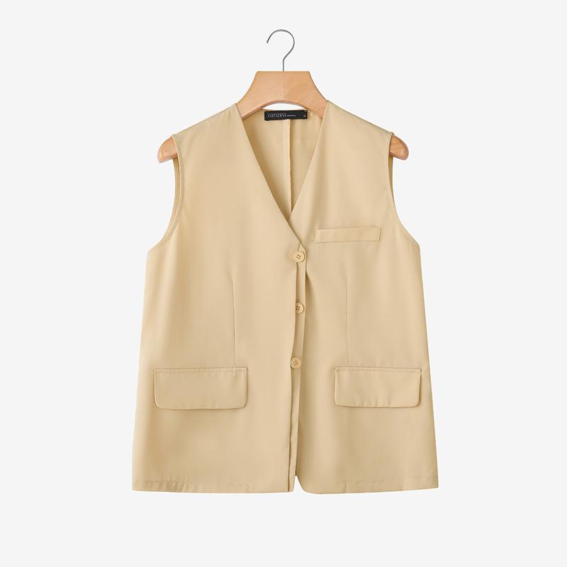 ZANZEA Women Casual V-neck Summer Sleeveless Cardigan Vest Tops