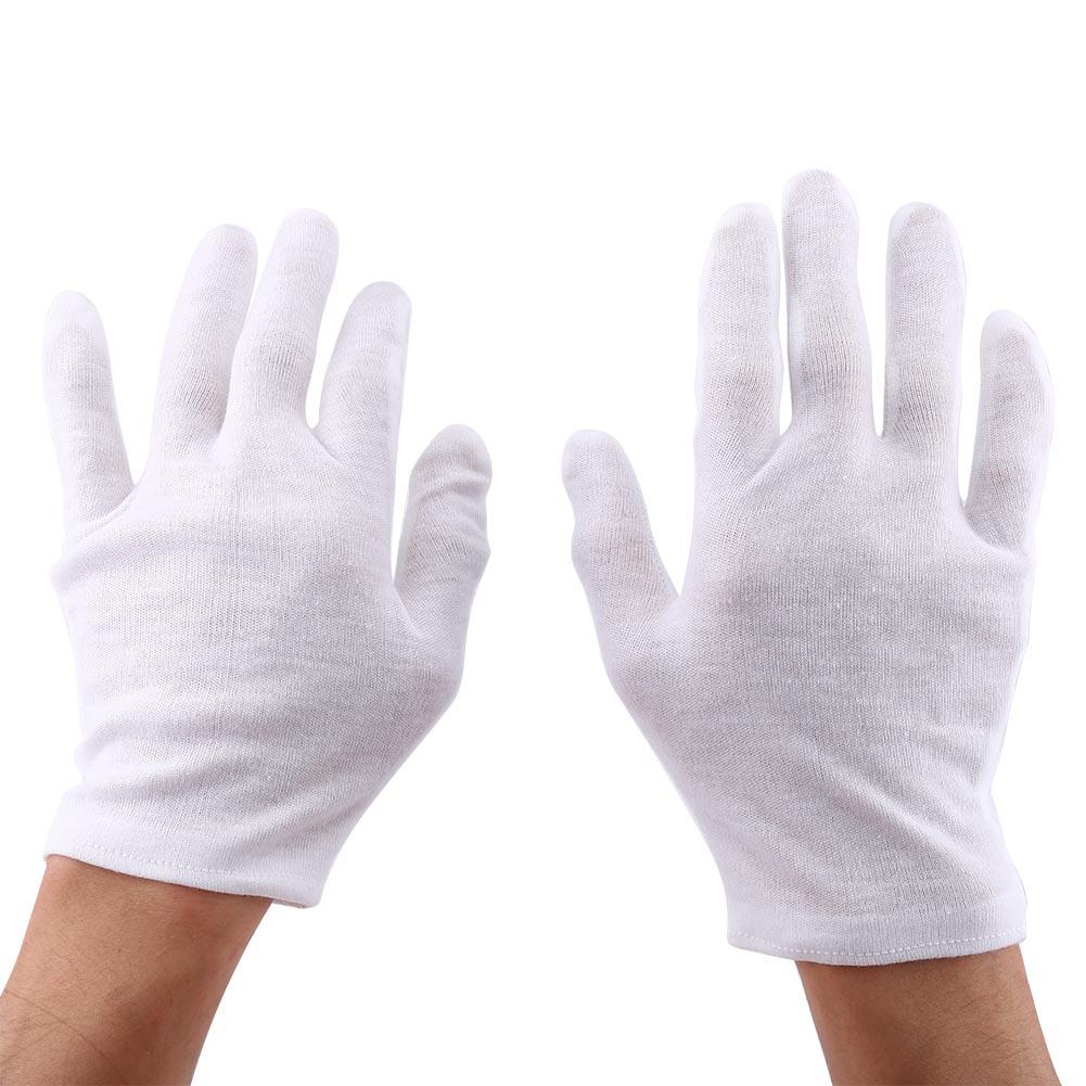 12 Pairs Practical White Cotton Work Safety Glove for Coin Jewelry Silver Inspection Protection