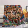 1Pc Buddhism Wheel Print Flannel Blanket, High quality Comfortable for All Seasons, Home Decor, Warmth and Comfort, Perfect for Christmas Gifts