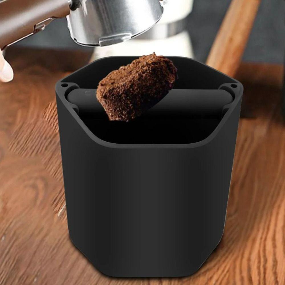 Rubber Handle Hexagonal Coffee Knock Box Large Capacity Coffee Grounds Bucket Kitchen