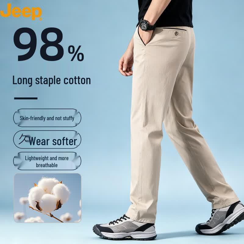JEEP Men's 98% Cotton Summer Thin Straight-Leg Casual Pants