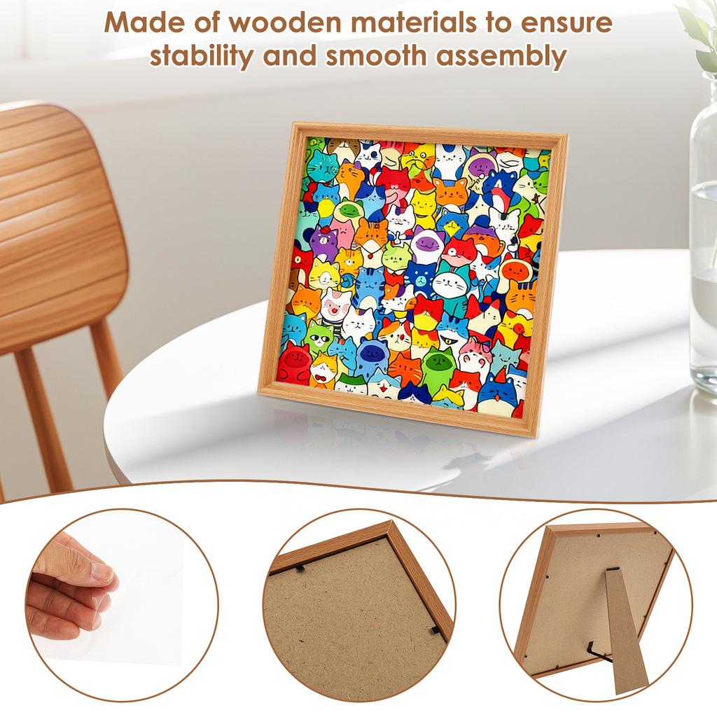 DIY Wooden Cat Puzzle Frame Hand-Painted Cat Coloring Puzzle Art Frame Creative Craft Gift Kid Educational Toys Home Decoration
