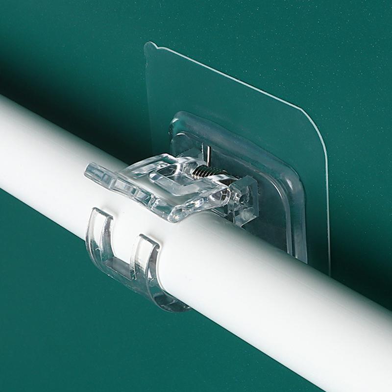 4pcs Nail-Free Adjustable Curtain Rod Holder Clamp Curtain Rod Brackets
