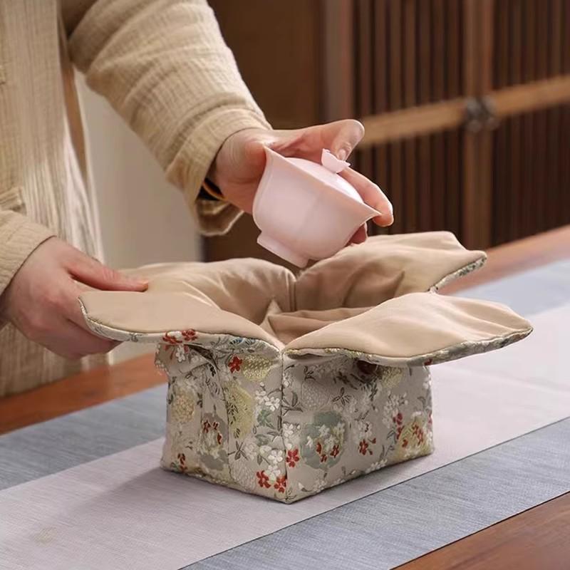 Handmade Retro Tea Cup Bag, Master Cup, Single Cup Bag, Storage Bag, Small Cloth Bag, Handbag, Thickened Cloth Bag, Storage Bag