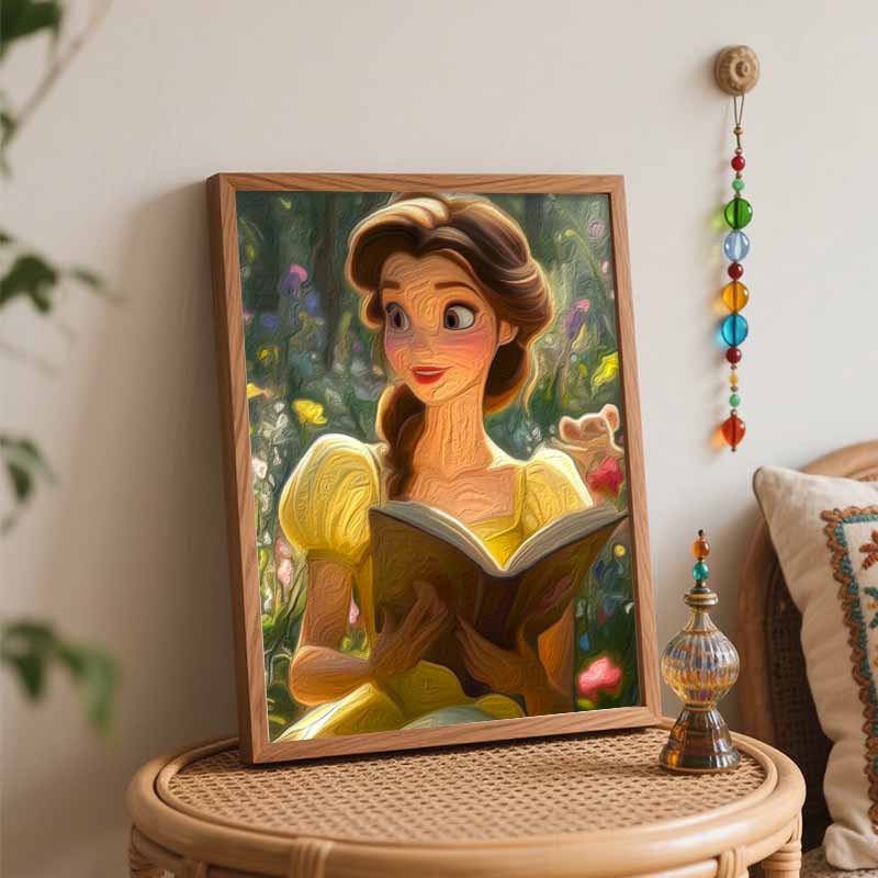 Disney Belle reading book flower garden oil paint by numbers painting kit handmade diy home decoration gift