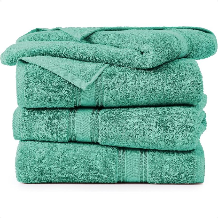 100 Cotton Bath Towels 4 Pack 28x54 Zero Twist Premium Cotton Large Towels Set for Bathroom Quick Dry Soft Absorbent Large Bath