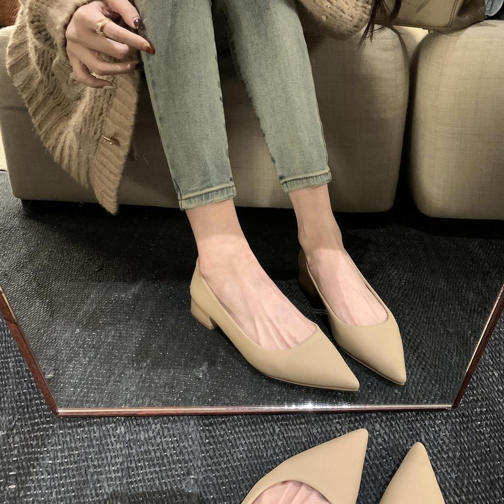 Sheepskin version of grape mother, the same leather pointed versatile high heels, shallow mouth thin single shoes, femininity commuter shoes