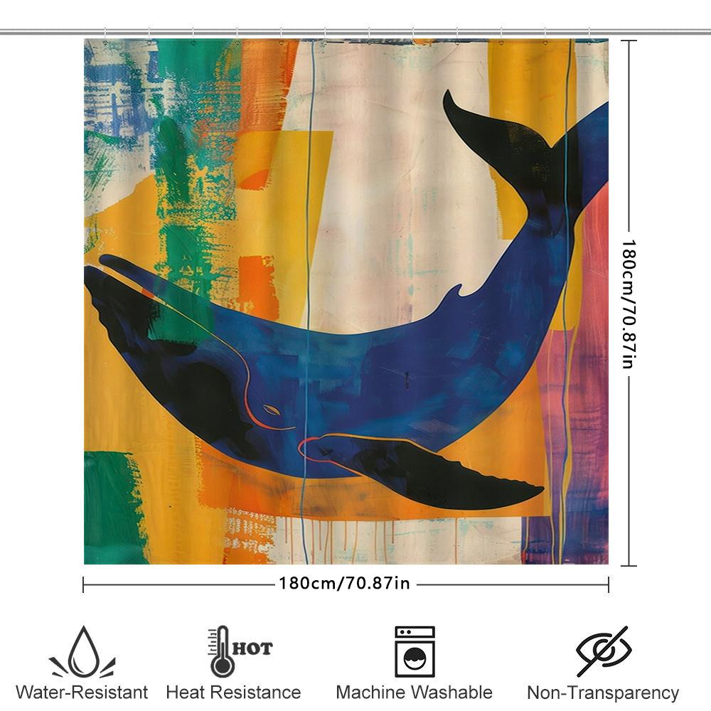 Modern Blue Whale Print Shower Curtain Waterproof Fabric Decor For Bathroom Multicolored Design By Taurusduan Home Dcor Collect