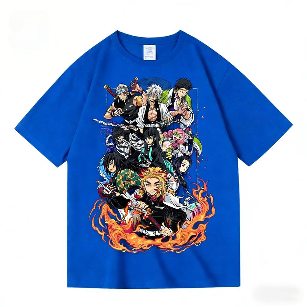 Demon Slayer Hashira Japanese Cartoon Print T Shirt Men Women O Neck Cotton Short Sleeve Teenager Tops