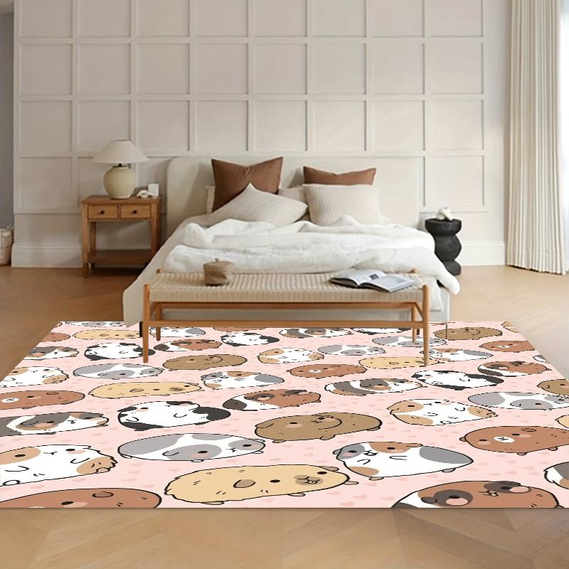 Cartoon Guinea Pig Door Mat Rug Non-Slip Washable Carpet for Entryway Kitchen Laundry Room Pet-Friendly Floor Mats Home Rugs