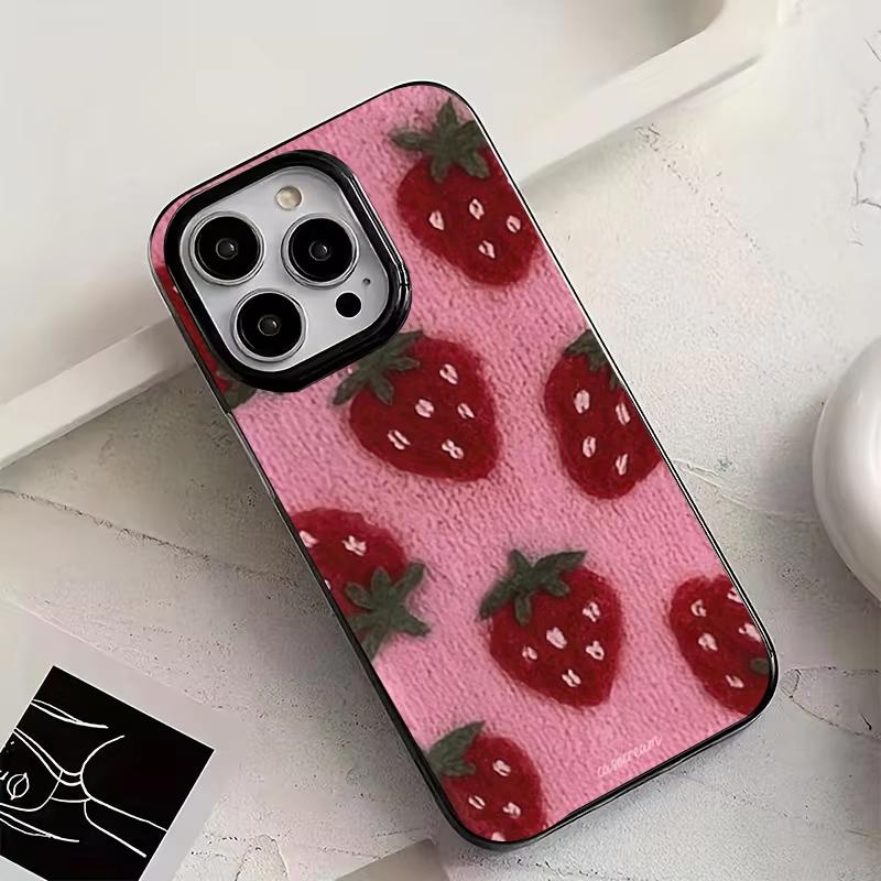 Adorable Korean-Style Strawberry Phone Case for Samsung Galaxy A56 A55 A36 A35 A26 A25 A15 5G A24 A23 A22 A52 A71 A72 4G Cover