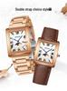 Sanda Elegant Ladies' Square Alloy Waterproof Quartz Watch with Roman Numerals and Moon Phase.