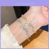 Copper Zircon Flower Chain Bracelet With Gold Plating For Womens Fashion Jewelry