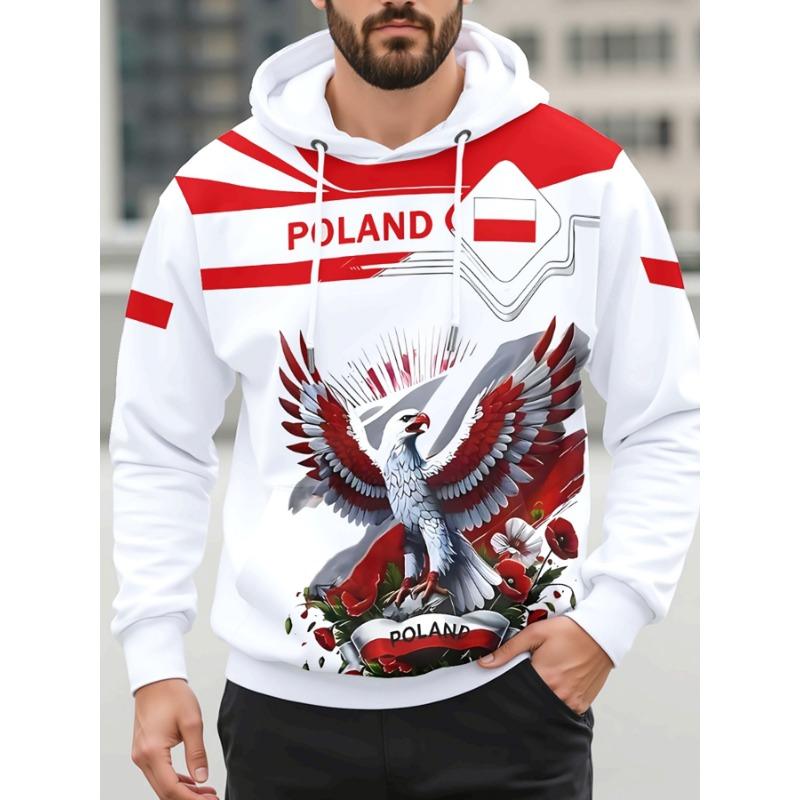 

Men S Hooded Sweatshirt - Red with Black Accents, Full-Body Graphic Pullover Hoodie S
