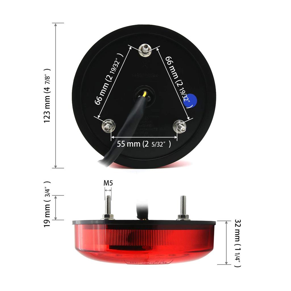 MFC PRO Vodotěsné Univerzální Zadní Světlo Kulaté Světlo Integrované 4,7" Nákladní Vozidlo/Autobus Brzda/Směrovka/Poloha (Model 2)