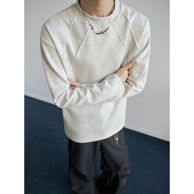 Autumn Grey Versatile Deconstructed Long Sleeve Men s Heavyweight Hoodie L