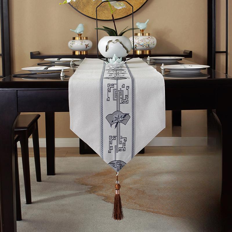 Waterproof New Chinese Style Table Flag Tea Ceremony Zen Tea Mat Tea Table Fabric Long Strip Tablecloth Chinese Style Tablecloth
