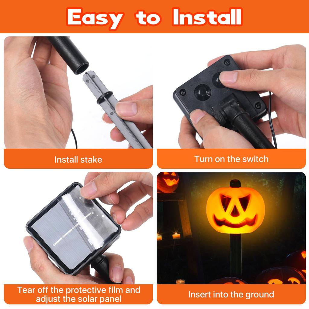 Halloween Jack-o-lantern Solar Charge Lamp Outdoor Waterproof Garden Home Decoration Light Pumpkin Lamp Halloween Accessories