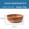 Acacia Wood Salad Bowl, Wooden Creative Rice Bowl, Environmentally Friendly Round Wooden Bowl