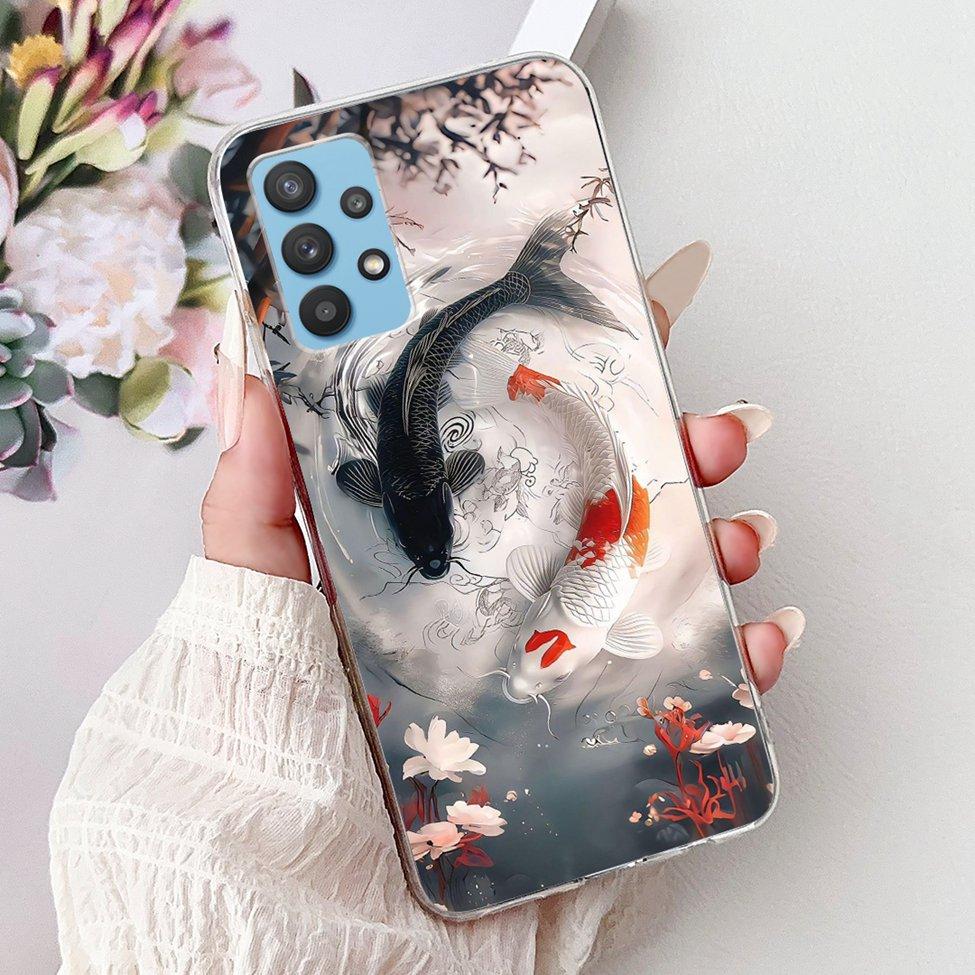 For Samsung A32 5G Case SM-A326B Clear Cute Cat Fashion Funny Painted Back Cover For Samsung Galaxy M32 5G Phone Case SM- M326B