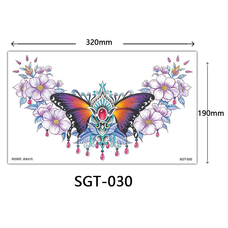Flower Chest Tattoo Sticker, Chest Tattoo Sticker, Color Half Nail Large Picture Tattoo Sticker